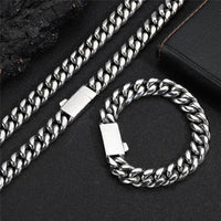 Miami Cuban Link Chain — 6–12mm Box Clasp, 18K Bonded Gold PVD