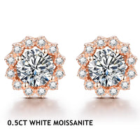 Moissanite Stud Earrings — 1ct Round, Rhodium (925 Sterling Silver)