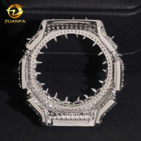 Iced Moissanite Spike Watch Case & Bezel — Fits GA2100, VVS1 D-Color (925 Sterling Silver)