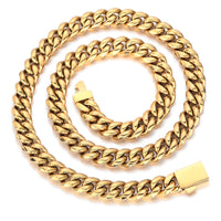 Miami Cuban Link Bracelet — 6–12mm Box Clasp, 18K Bonded Gold PVD