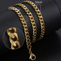 Curb Cuban Chain — 3–9mm, 18K Gold Plated Non-Tarnish Steel