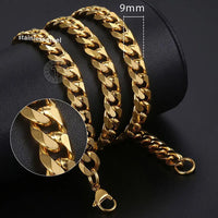 Curb Cuban Chain — 3–9mm, 18K Gold Plated Non-Tarnish Steel