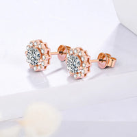 Moissanite Stud Earrings — 1ct Round, Rhodium (925 Sterling Silver)