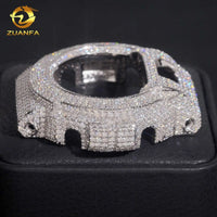 Iced Moissanite Watch Case & Bezel — Fits DW6900, VVS1 D-Color (925 Sterling Silver)