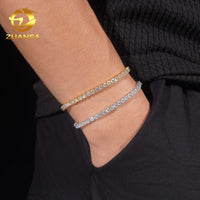 Moissanite Tennis Bracelet — 3mm D-VVS1, GRA-Certified, 18K Gold-Plated (925 Silver)