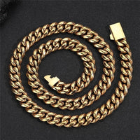 Miami Cuban Link Bracelet — 6–12mm Box Clasp, 18K Bonded Gold PVD