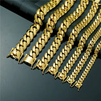 Miami Cuban Link Chain — 8–20mm Box Dragon Clasp, 14K Gold PVD Stainless Steel