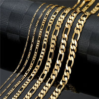 Figaro Chain — 2–10mm, 14K Gold Plated Non-Tarnish Steel