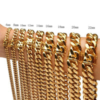 Miami Cuban Link Chain — 6–18mm Box Dragon Clasp, 18K Gold PVD Stainless Steel