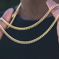 Miami Cuban Link Chain for Men — 18K Gold, Silver & Black Non-Tarnish Stainless Steel
