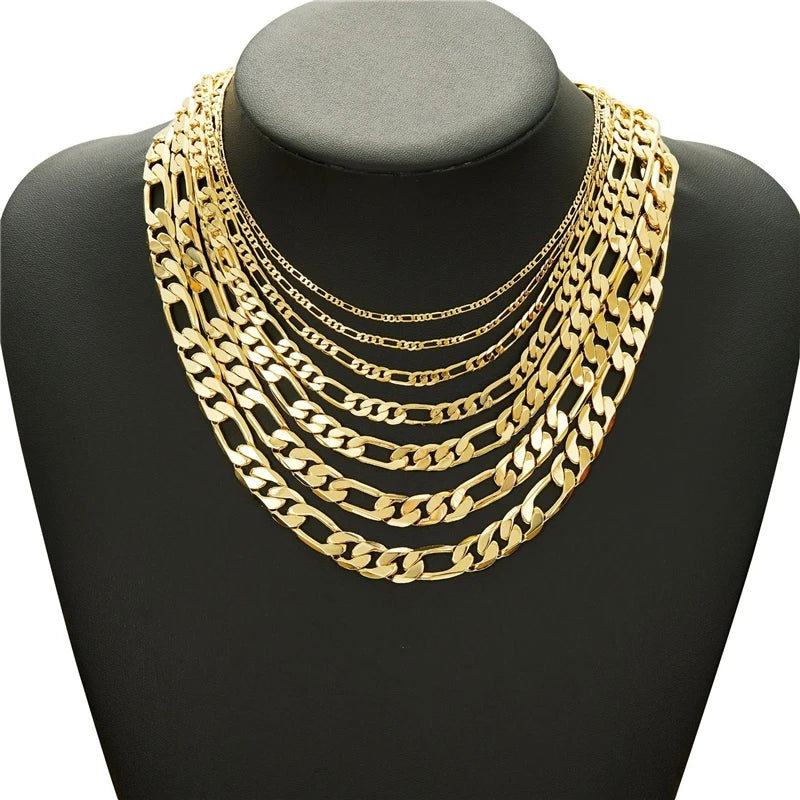 Figaro Chain — 2–10mm, 14K Gold Plated Non-Tarnish Steel