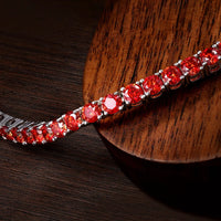 Red Moissanite Tennis Bracelet — GRA-Certified (925 Sterling Silver)