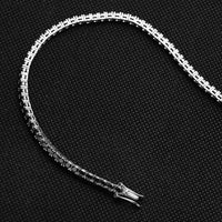 Black Moissanite Tennis Bracelet — 3–10mm, 18K White Gold-Plated (925 Silver)