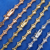 Honeycomb Iced CZ Tennis Chain — Flower-Shape Necklace