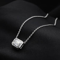KNOBSPIN 6*8mm 2ct Emerald Cut Moissanite Pendant Diamond with GRA 100% s925 Sterling Silver Plated 18k Gold Necklaces for Women