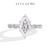 Marquise Moissanite Engagement Ring — 3ct D-VVS1 (925 Sterling Silver)