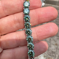 Green Moissanite Tennis Bracelet — D-VVS, GRA-Certified (925 Sterling Silver)