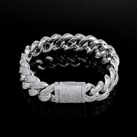 Iced CZ Cuban Bracelet — 15mm Chunky, Hip-Hop