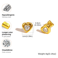 Heart CZ Earring & Necklace Set — Stainless Steel, Gift-Ready