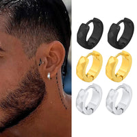 Geometric Huggie Hoop Earrings — Waterproof Stainless Steel (Gold / Silver / Black)