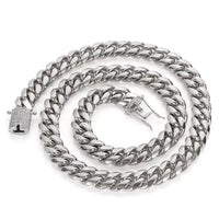 Iced-Clasp Cuban Chain — 6–12mm, 18K Gold PVD Stainless Steel