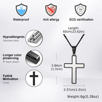 Matte Black Cross Pendant Necklace — Stainless Steel