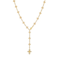 Iced CZ Cross Lariat Y-Necklace — Silver / Gold