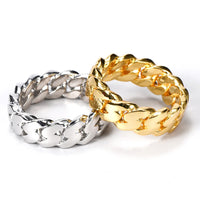 Cuban Link Ring — 8mm, 18K Gold-Plated Stainless Steel