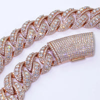 Iced CZ Moon-Link Cuban Bracelet — 22mm (Rose Gold / Silver)