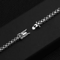 Black Moissanite Tennis Bracelet — 3–10mm, 18K White Gold-Plated (925 Silver)