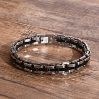 Wide Strap Link Bracelet — Non-Tarnish Stainless Steel (Gold / Silver / Black)