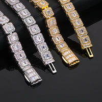 Rock-Sugar Iced CZ Tennis Bracelet — 7.5mm Cuban Link