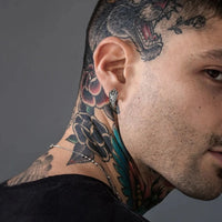 Men's Dragon Hoop Earrings — Vintage Stainless Steel (Silver / Black / Gunmetal)