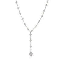 Iced CZ Cross Lariat Y-Necklace — Silver / Gold