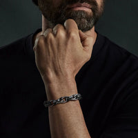 Chunky 11mm Link Bracelet — Oxidized Viking Stainless Steel (Men's)