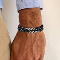 Bold Heavy Cuban Bracelet — 8/12mm Oxidized Stainless Steel (Silver / Gold / Black)