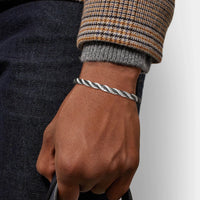 Two-Tone Twisted Rope Bracelet — 5mm Adjustable Stainless Steel