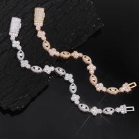 Flip-Clasp Cross Cuban Bracelet — 5A CZ, 18K Gold-Plated Brass