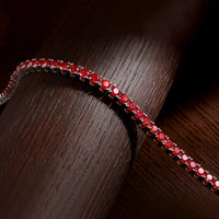 Red Moissanite Tennis Bracelet — GRA-Certified (925 Sterling Silver)