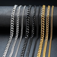 Miami Cuban Link Chain for Men — 18K Gold, Silver & Black Non-Tarnish Stainless Steel