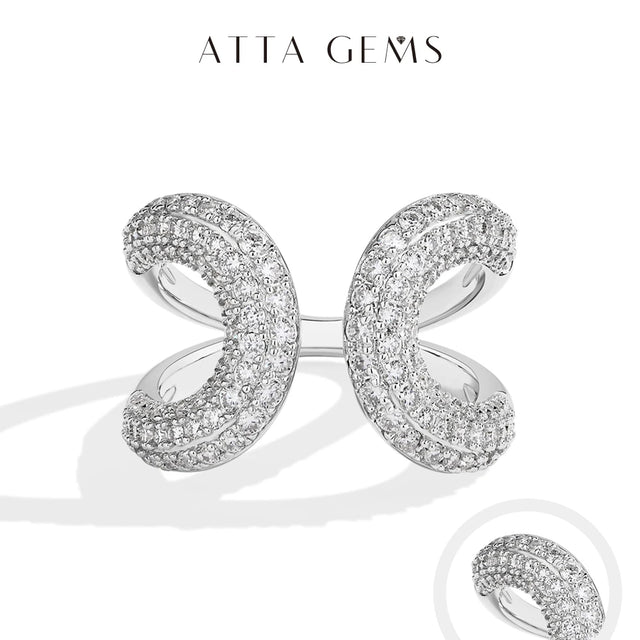 Adjustable Hollow Moissanite Ring — Anxiety Band (925 Sterling Silver)