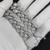 3-Row Iced CZ Cuban Chain — 18mm Rectangle Prong