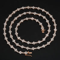 Honeycomb Iced CZ Tennis Chain — Flower-Shape Necklace