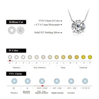 Moissanite Solitaire Pendant Necklace — 1ct 6.5mm D-Color (925 Silver)