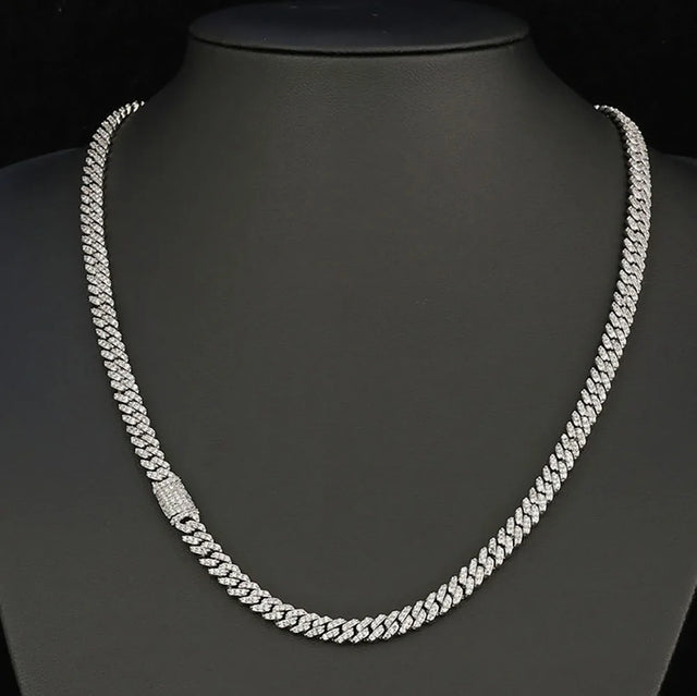 Iced CZ Cuban Necklace — 6mm Single-Row Zircon