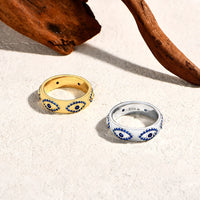 Evil Eye Blue Corundum Ring — Gold-Plated (925 Sterling Silver)