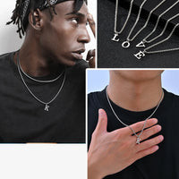 Men's Initial Letter Necklace — A to Z, Waterproof Stainless Steel