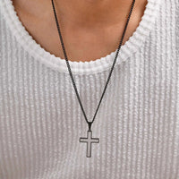 Matte Black Cross Pendant Necklace — Stainless Steel
