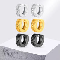 Celtic Knot Hoop Earrings — Small Stainless Steel Huggies (Gold / Silver / Black)