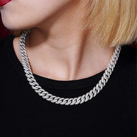 Iced CZ Miami Cuban Necklace — 10mm 5A (Silver)